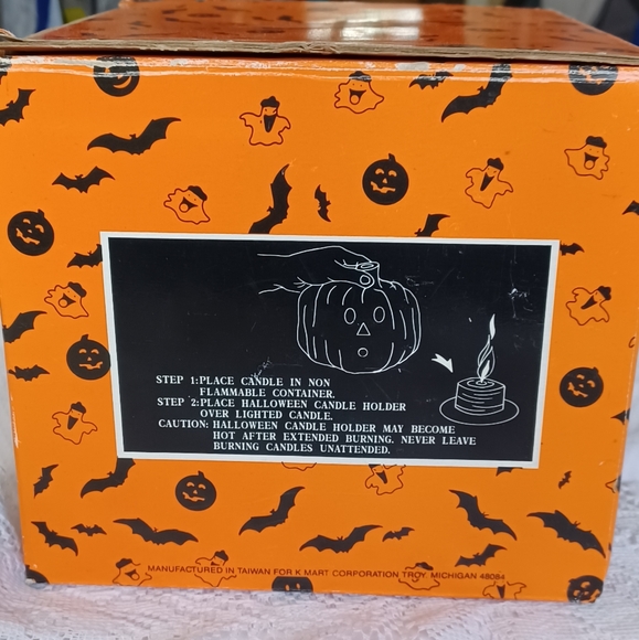 VINTAGE 1992 Four Star Hand Painted CERAMIC Pumpkin Candle 3.75"x3.50"x3.50" - Picture 10 of 16